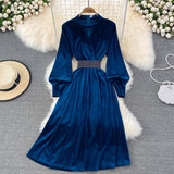 Elegant Velvet Long Sleeve Dress Fashion Dress HZ1023
