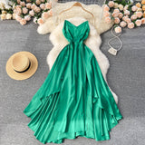 Cute A Line Irregular Dress Green Fashion Dress HZ1023