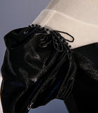 Black satin long prom dress A line evening gown HZ1023