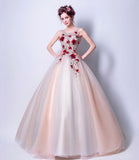 Elegant tulle applique long A line prom dress evening dress HZ1023