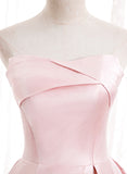 Pink satin long prom dress pink evening dress HZ1023