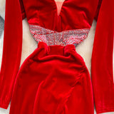 Sexy V Neck Velvet Beads Dress Fashion Dress HZ1023