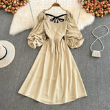 Cute Bow Puff Sleeve Dress HZ1023