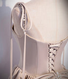 Cute satin long A line prom dress with bow HZ1023