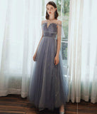 A line tulle sequins long prom dress HZ1023