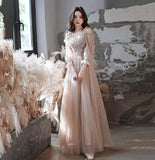 Cute tulle lace long A line prom dress evening gown HZ1023