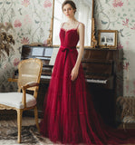 Cute tulle long A line prom dress evening gown HZ1023