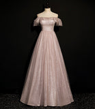 Shiny tulle sequins long A line prom dress evening dress HZ1023