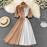 Chic Contrast Color Short-Sleeved Dress HZ1023