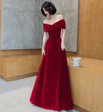 Burgundy Elegant Fashion Strapless Long Velvet Ball Gown Evening Dress HZ1023