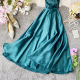 Elegant V Neck Satin A Line Dress Fashion Dress HZ1023