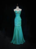 Green Gorgeous Shiny Elegant Long Tulle Mermaid Slim Fit Sequin Ball Gown Evening Gown Party Dress Prom Gown HZ1023