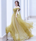 Cute tulle long prom dress A line evening gown HZ1023