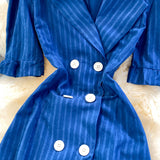 Blue Double-Breasted Striped Dress HZ1023