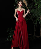 Simple long prom dress burgundy evening dress HZ1023
