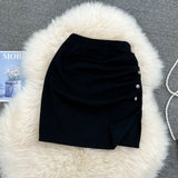 Versatile split hip short skirt women's sexy slim A-line skirt HZ1023