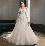 White tulle lace long prom gown A line evening gown HZ1023
