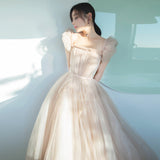 Cute tulle A line prom dress evening dress HZ1023