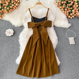 Cute Bow Velvet Backless Dress Fashion Dress HZ1023