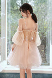 Cute tulle applique short prom dress homecoming dress HZ1023