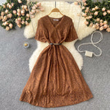 Cute V Neck Lace Short Dress A Line Fashion Dress HZ1023