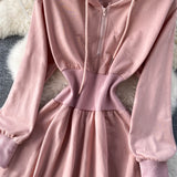 Casual Hooded A Line Dress HZ1023