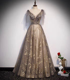 Elegant tulle sequins long prom dress evening gown HZ1023