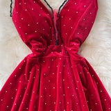 Sexy V Neck Short A Line Dress Fashion Dress HZ1023