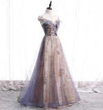 Cute tulle sequins long prom dress evening dress HZ1023