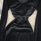 Black V Neck Long Sleeve Dress Fashion Dress HZ1023