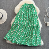 New style high waist thin, medium and Long Ruffle floral skirt HZ1023