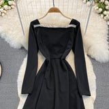 Black A Line Long Sleeve Dress A Line Fashion Dress HZ1023
