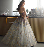 A line tulle long prom gown formal dress HZ1023