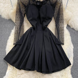 Black A Line Long Sleeve Short Dress Fashion Dress HZ1023