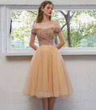 Cute tulle beads short prom dress homecoming dress HZ1023