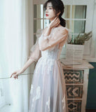 Cute tulle lace long prom dress evening dress HZ1023