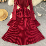 A Line Chiffon Lace Long Sleeve Dress Fashion Dress HZ1023