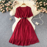 Cute V Neck Lace Short Dress A Line Fashion Dress HZ1023