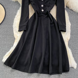Black A Line Long Sleeve Dress Fashion Dress HZ1023