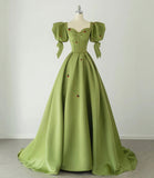 Cute strawberry long prom dress green evening gown HZ1023