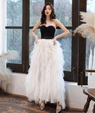 Stylish black and withe tulle long prom dress evening dress HZ1023