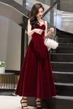 Burgundy velvet short prom dress homecoming dress HZ1023