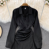 Fashionable Irregular Shirt Long Sleeve Dress HZ1023