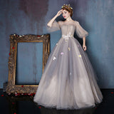 Cute A line tulle long A line prom dress evening dress HZ1023