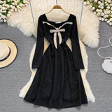 Black A Line Long Sleeve Dress A Line Fashion Dress HZ1023
