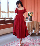 Red A line short prom dress red evening dress HZ1023
