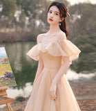 Cute tulle sequins long prom dress A line evening dress HZ1023