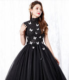 Black tulle long A line ball gown dress formal dress HZ1023