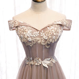 Elegant tulle lace long prom dress HZ1023