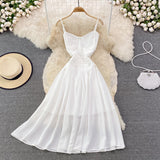 White Chiffon A Line Short Dress Fashion Dress HZ1023